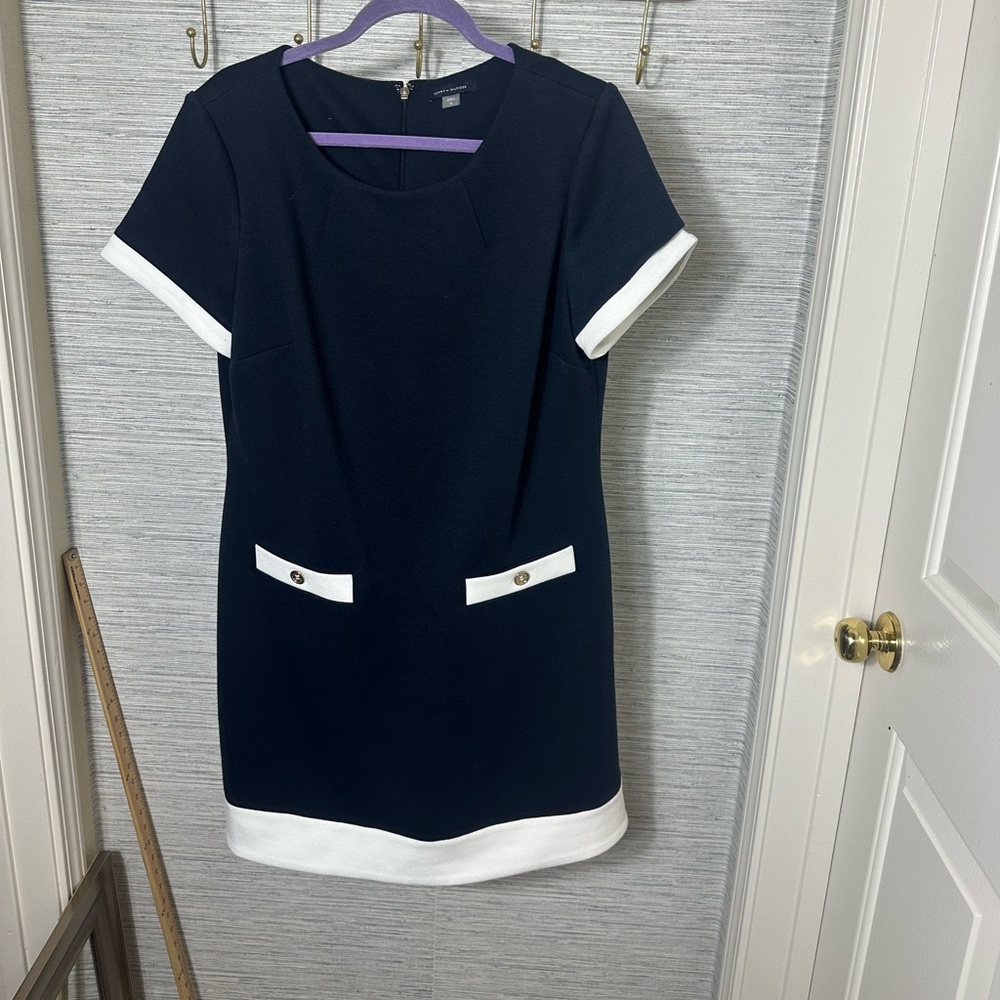 Tommy Hilfiger navy and white contrast pocket shift dress